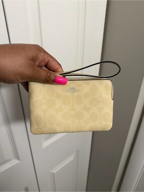 Coach Yellow Signature Wristlet with Top Zip